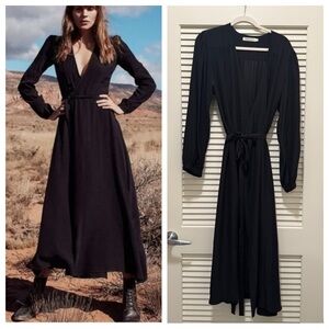 The Elsa Dress | Washed Midnight Silk Wrap Dress